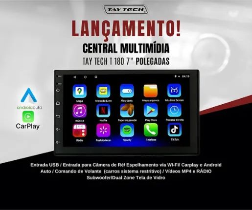 Multimidia Mp5 Carplay Android Auto e Espelhamento Sem Fio Bluetooth Tela 7 Polegadas Usb  - Foto 3