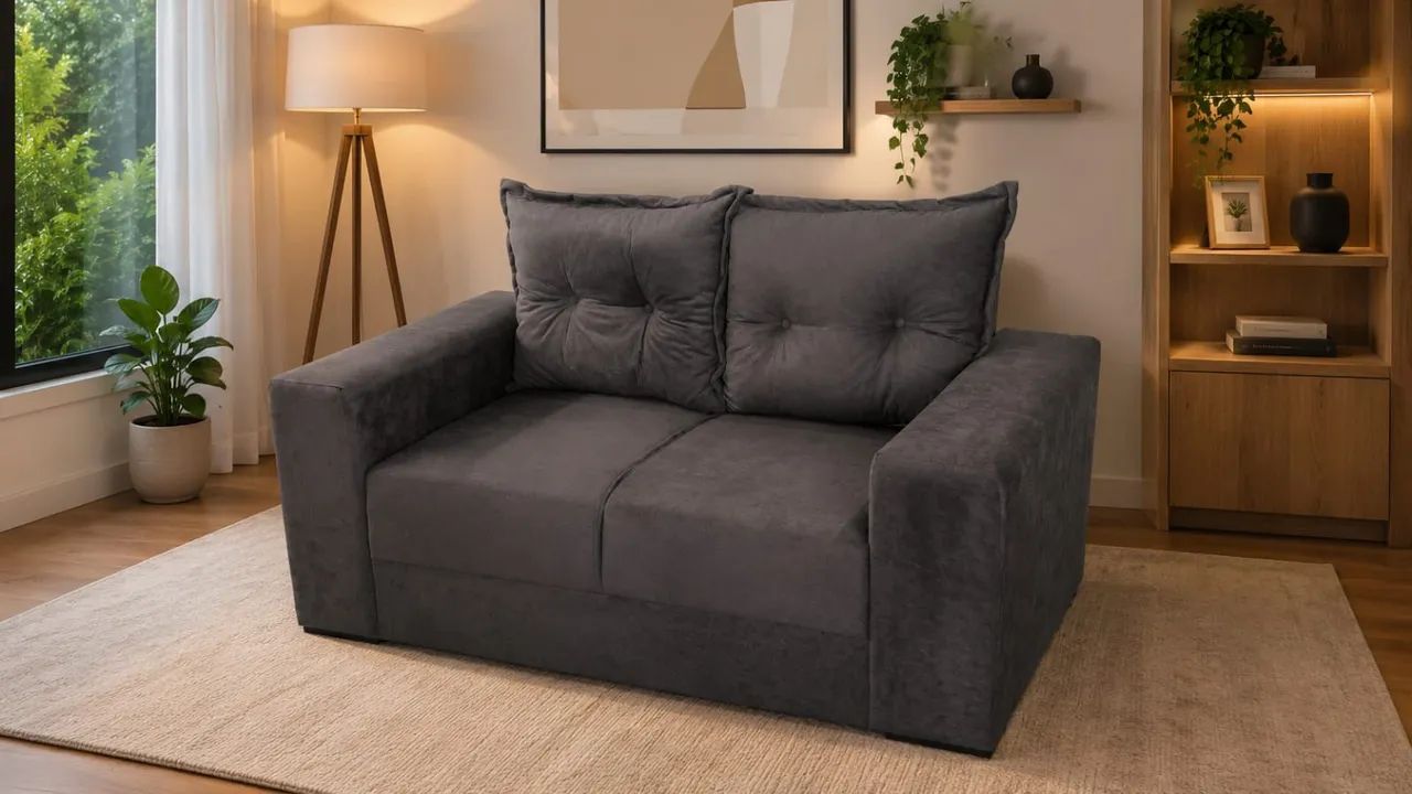 Sofá 2 Lugares + Pufe de Brinde | Frete Grátis | R$ 550 - Foto 4