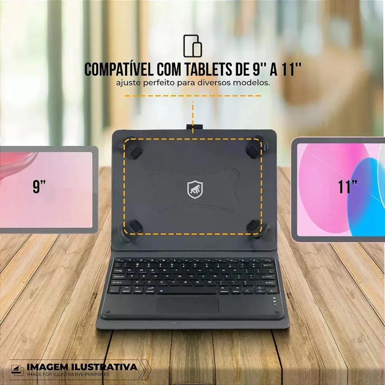 Capa com Teclado Universal Hybrid p/ Tablet de 9 a 11 Polegadas  - Foto 4