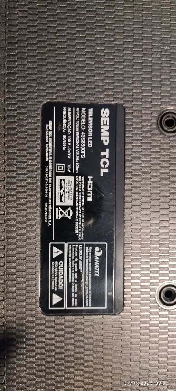 TV smartv TCL 43 polegadas Display com Defeito.ou arrumar ou retirada de peças 