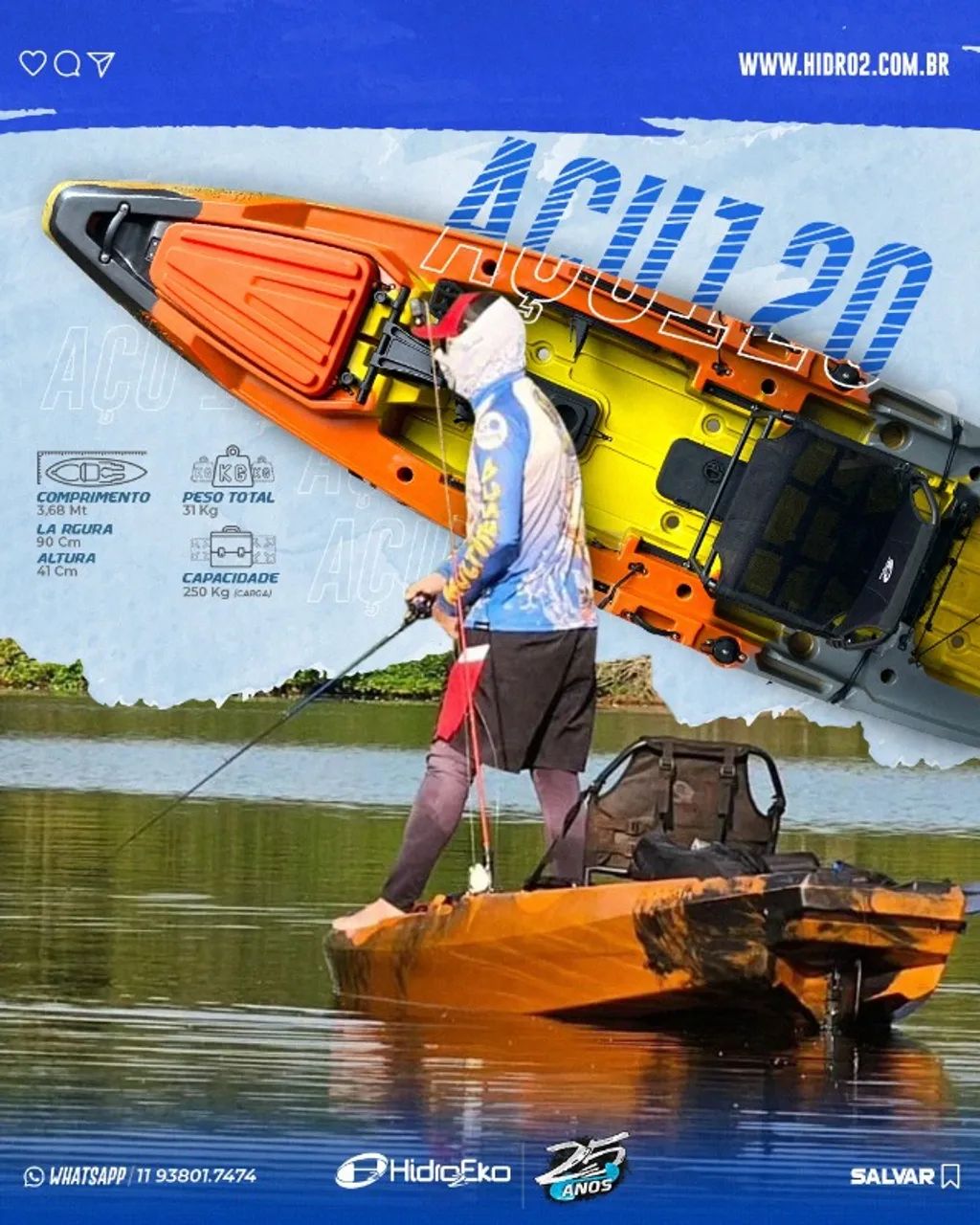 açu 120 pro caiaque da hidro2eko - Foto 4