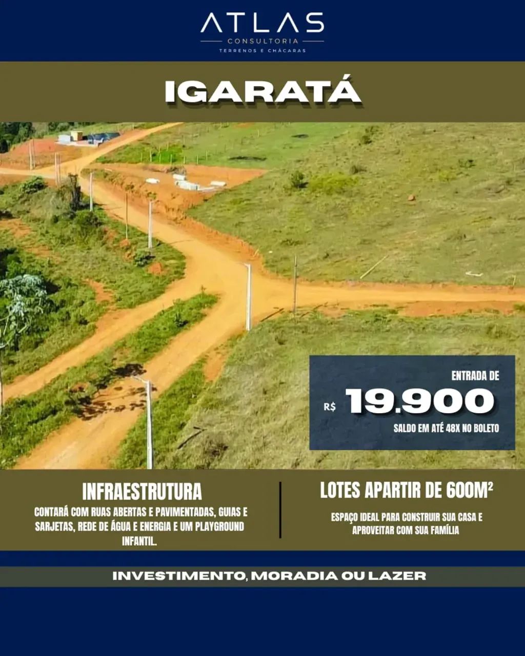TERRENOS EM IGARATÁ COM ENTRADA DE R$19.900