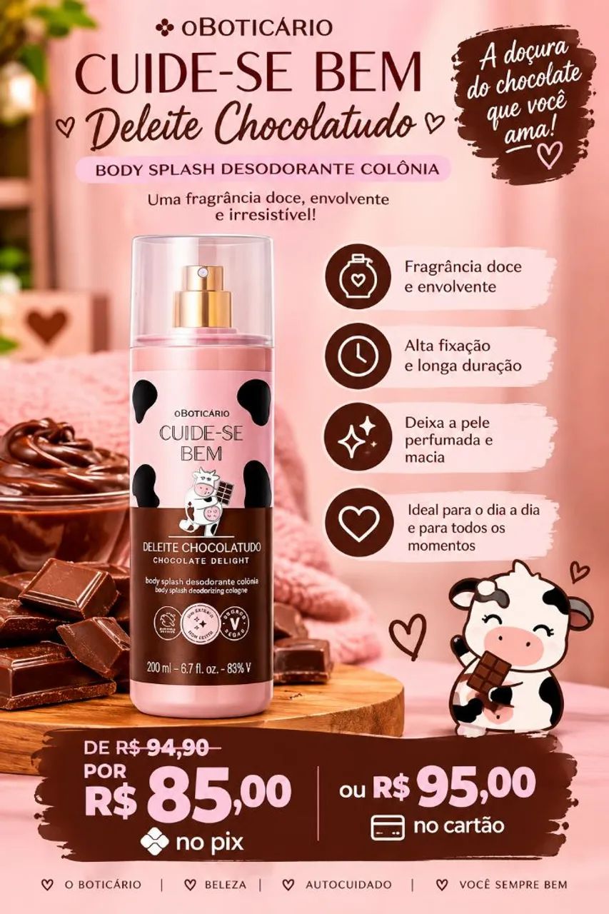 Body splash cuide-se bem deleite chocolatudo