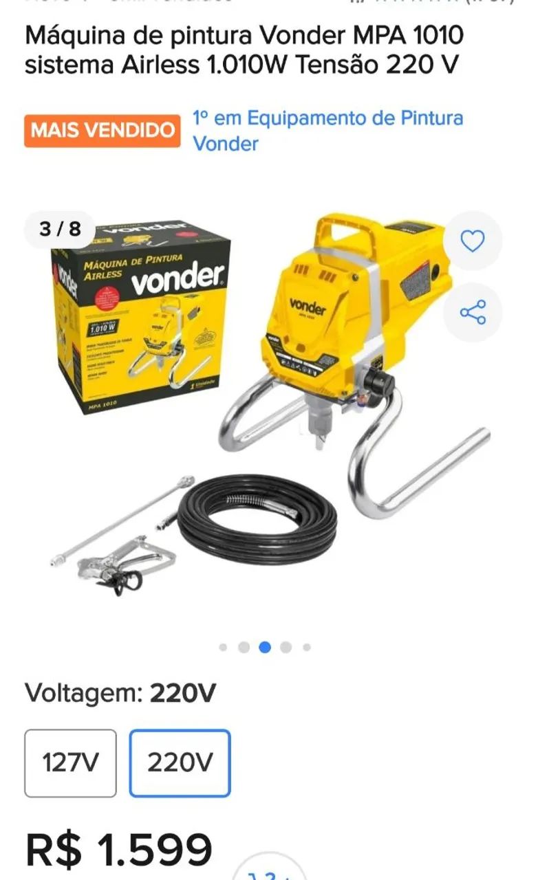 Máquina de pintura airless vonder mpa 1010 - Foto 3