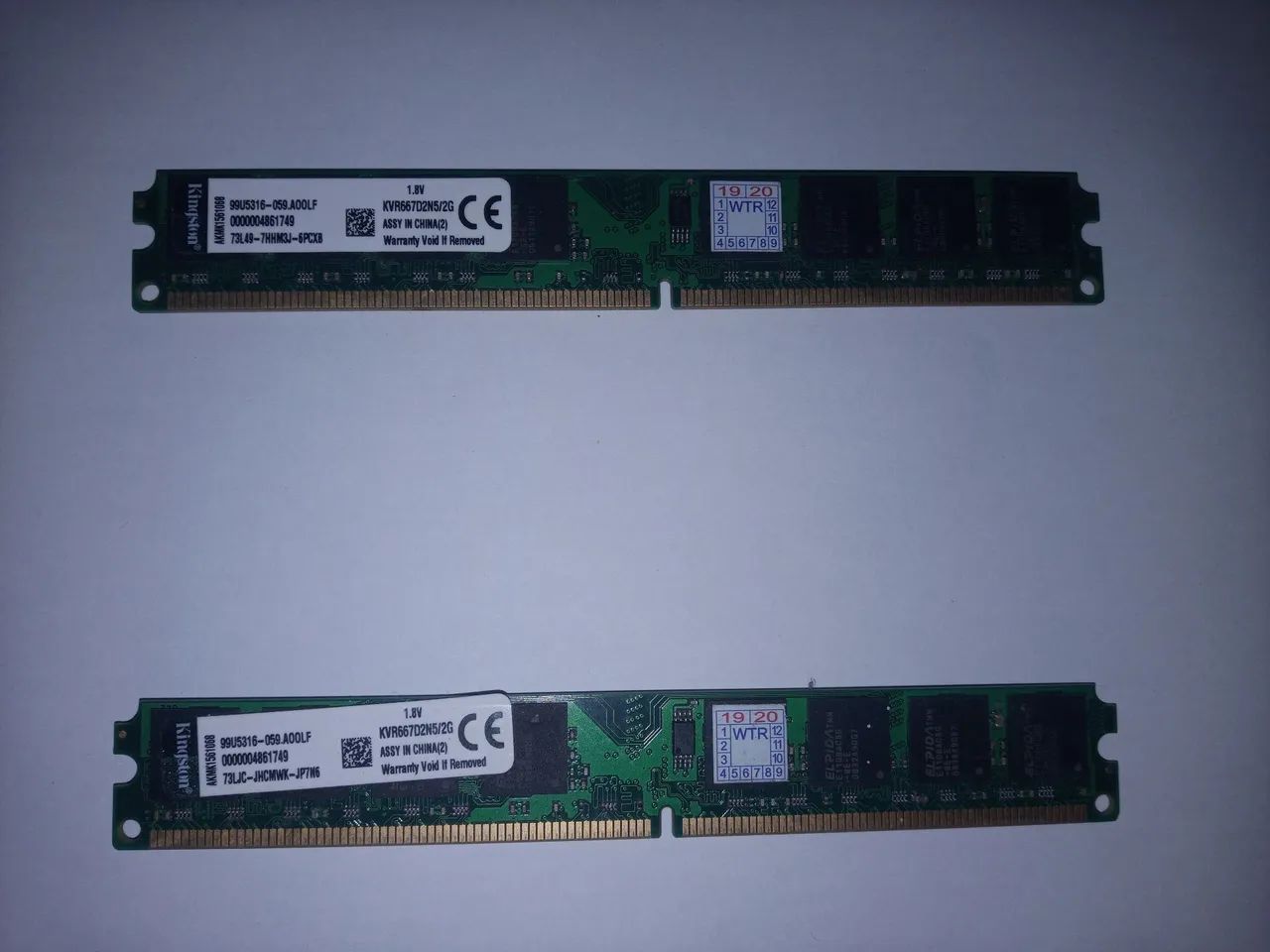 Par de Memórias  Ram Kingston 2gb Ddr2