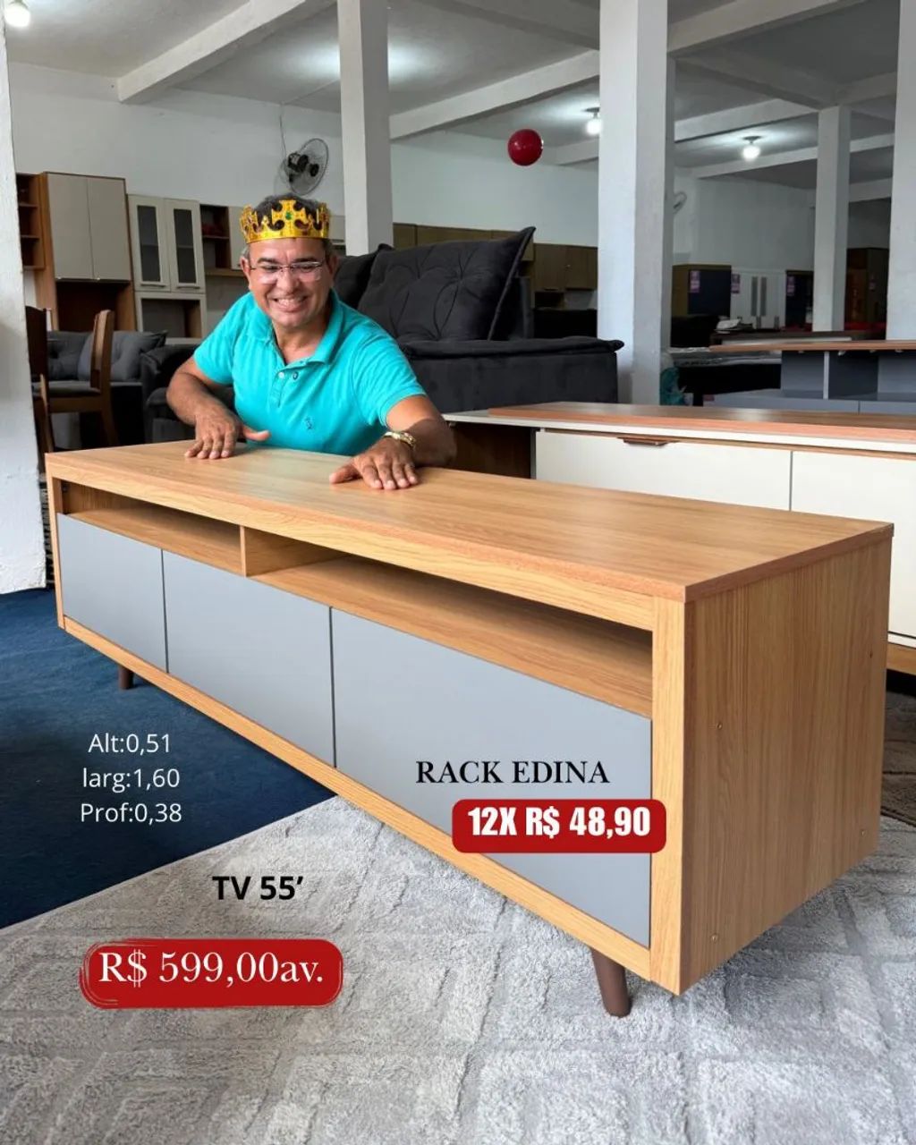 PROMOÇÃO URGENTE - Rack 100% MDF Edina para TVS de até 55 POLEGADAS Disponível