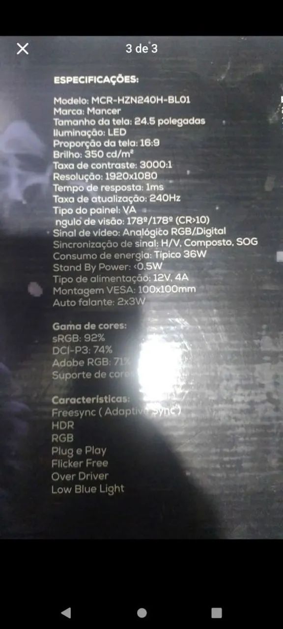 Monitor Gamer 240hz