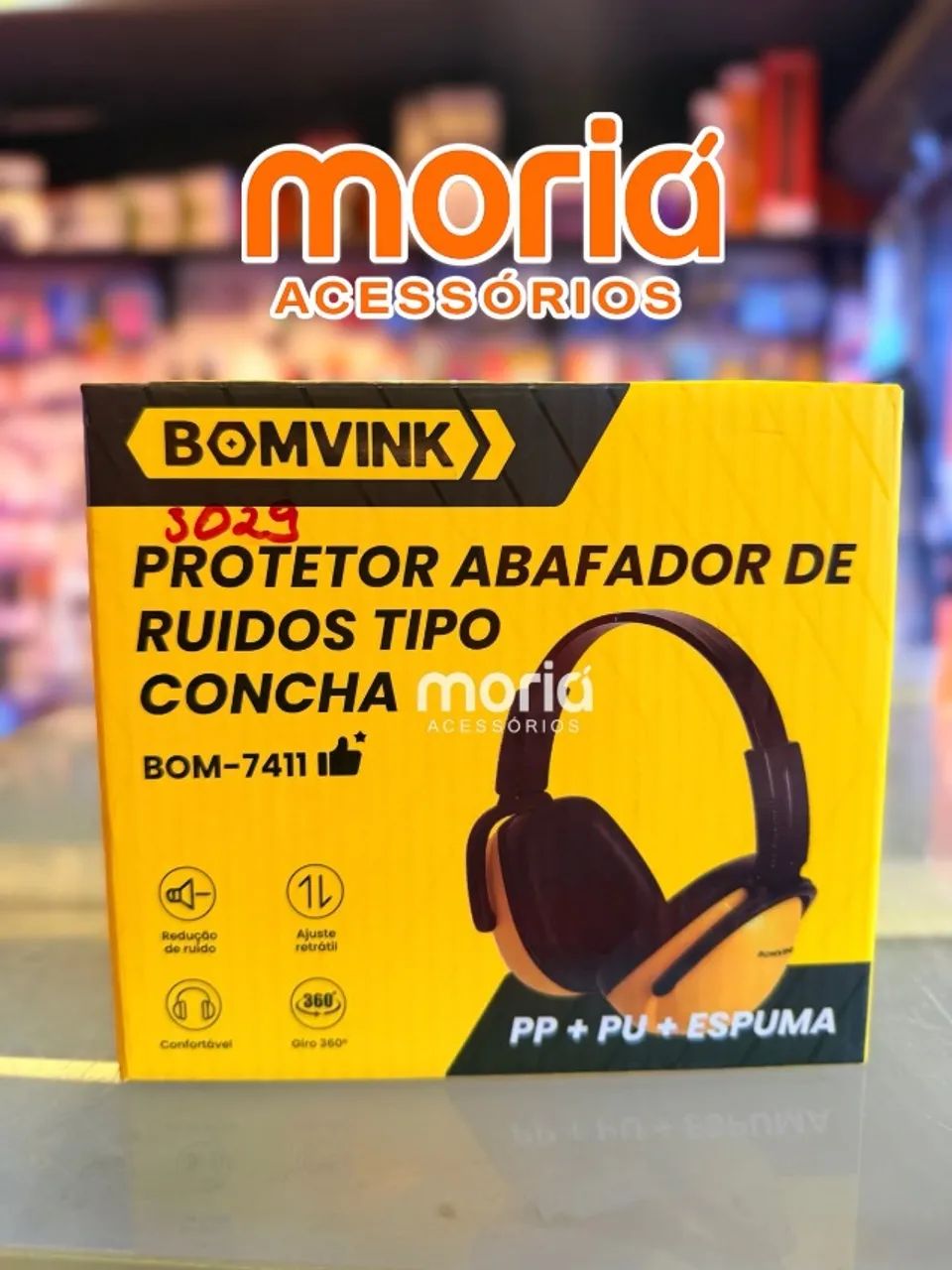 Abafador de Ruídos Concha Preto com Amarelo Protetor Auricular  - Foto 2