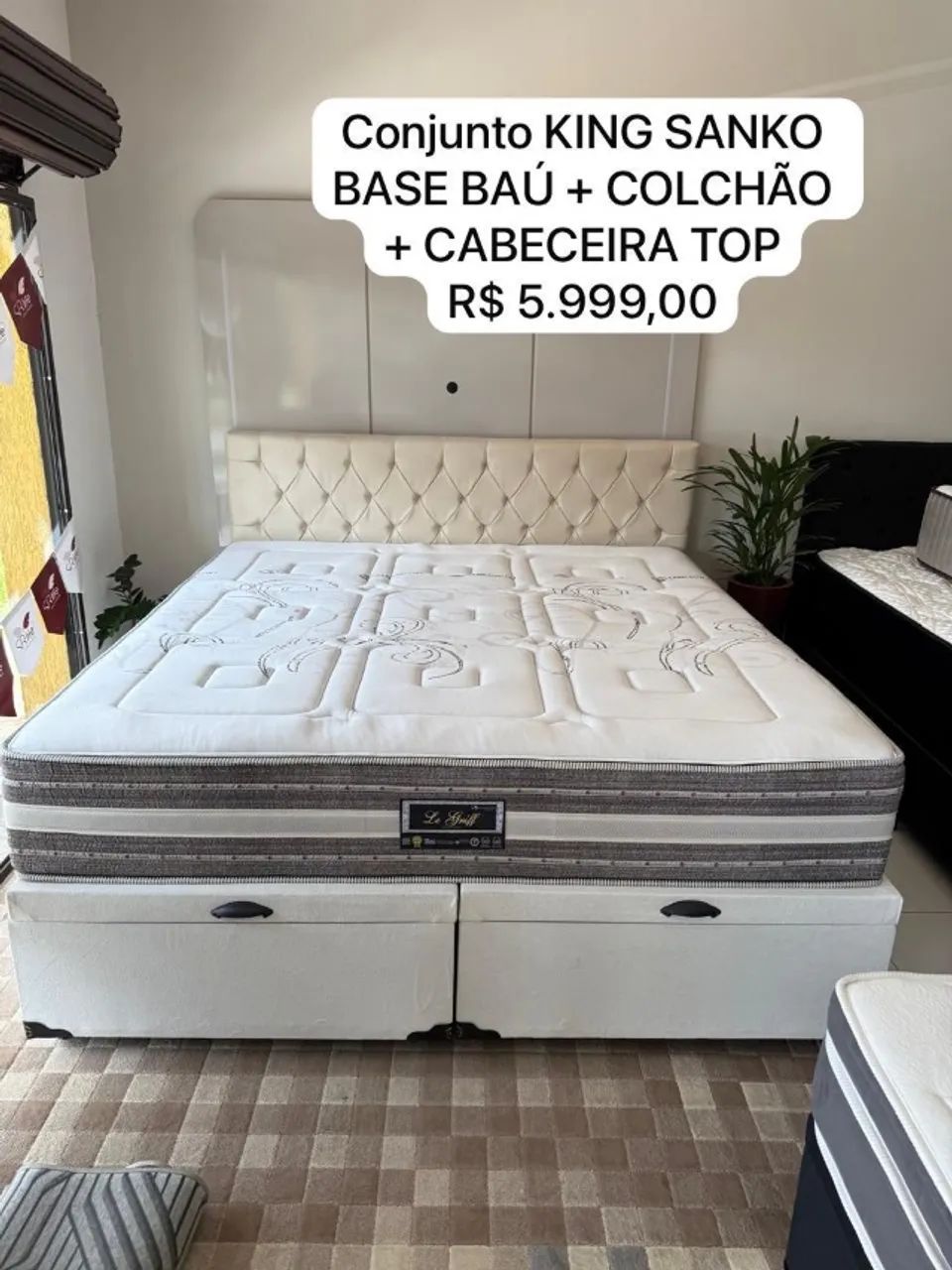Cama KING COM BAÚ NOVO E COLCHA TOP - Entrega GRÁTIS! 