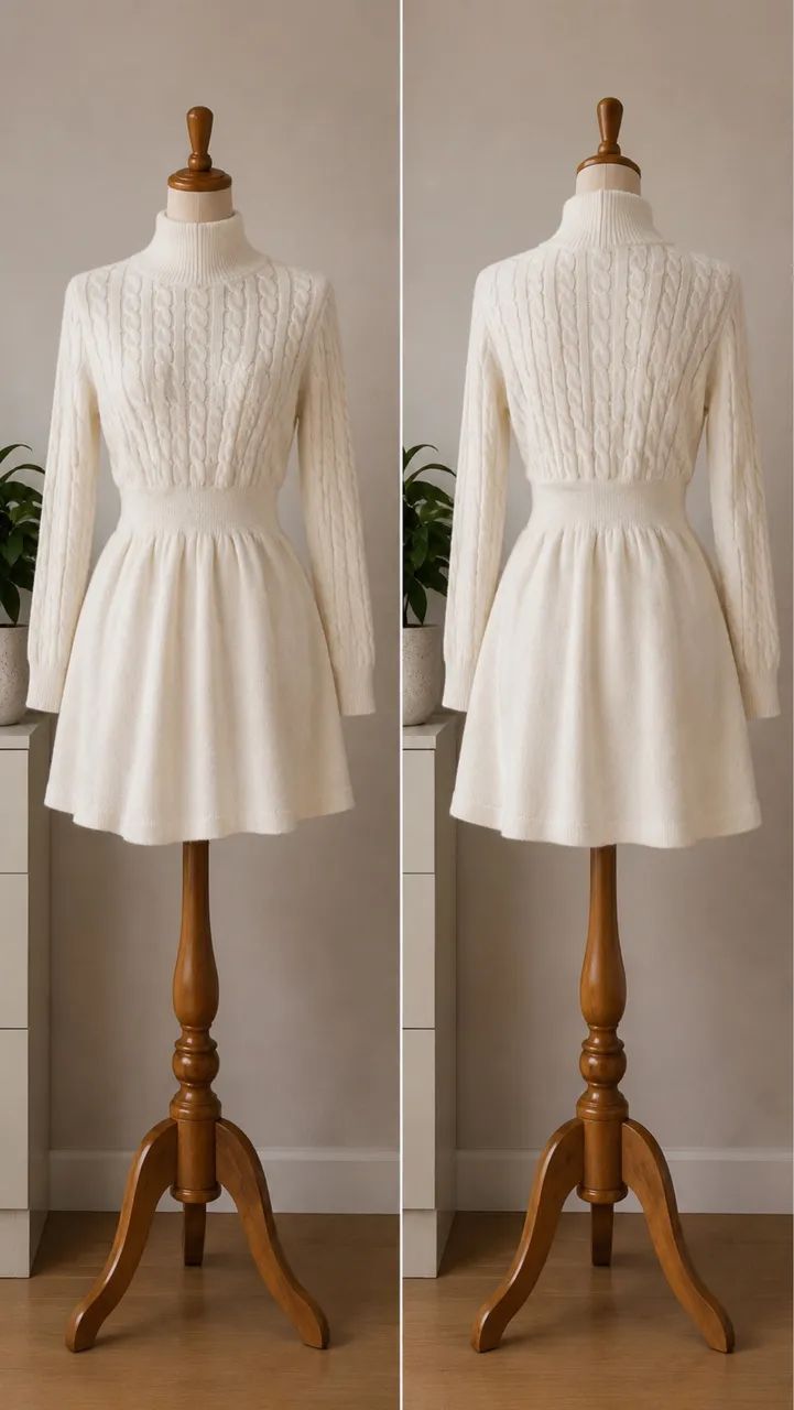  Vestido branco de tricô