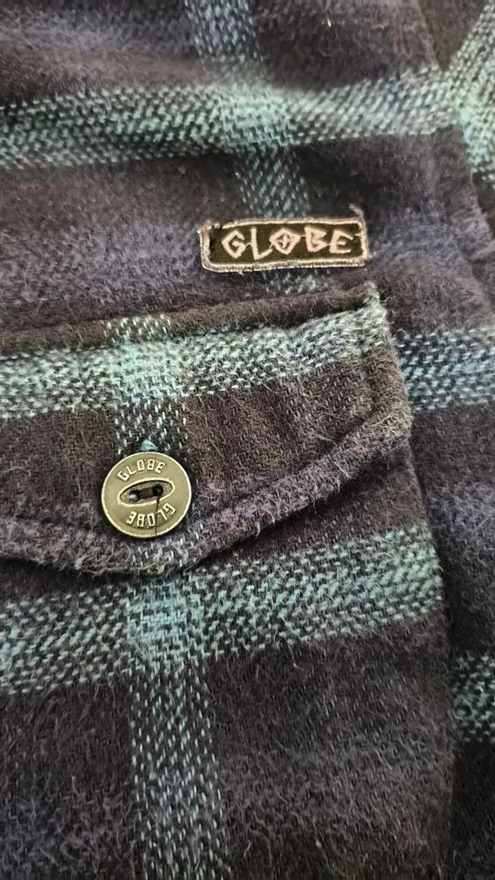 Jaqueta de Flanela Xadrez Globe - Camisa Casaco Skate Tam M<br> - Foto 5