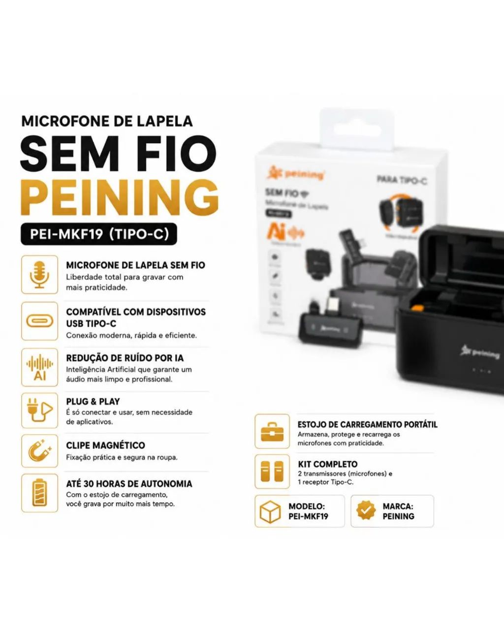 Microfone de lapela TIPO-C  - Foto 2