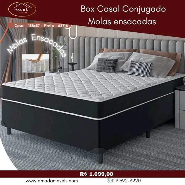 Box casal conjugado molas ensacadas, a pronta entrega 