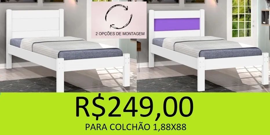 Cama solteiro em madeira