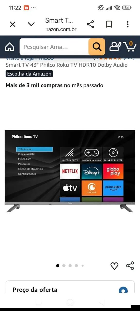 Tv smartv 43 polegadas philco