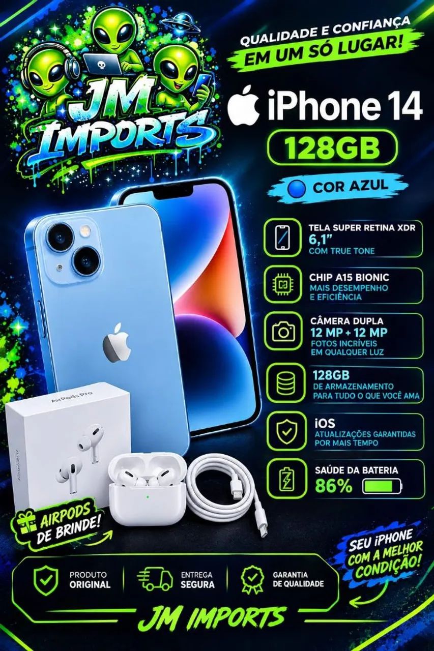 iPhone 14 128 GB azul. 