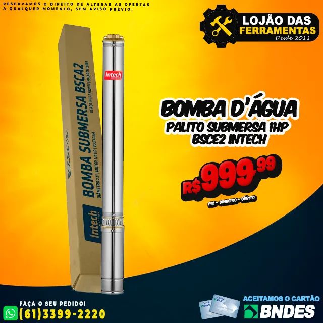 Bomba Dágua Palito Submersa 1Hp Bsce2 Intech