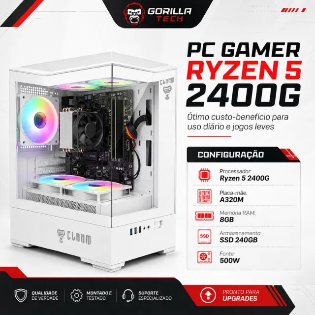 PC Gamer Ryzen 5 2400G, 8GBs SSD 240GB