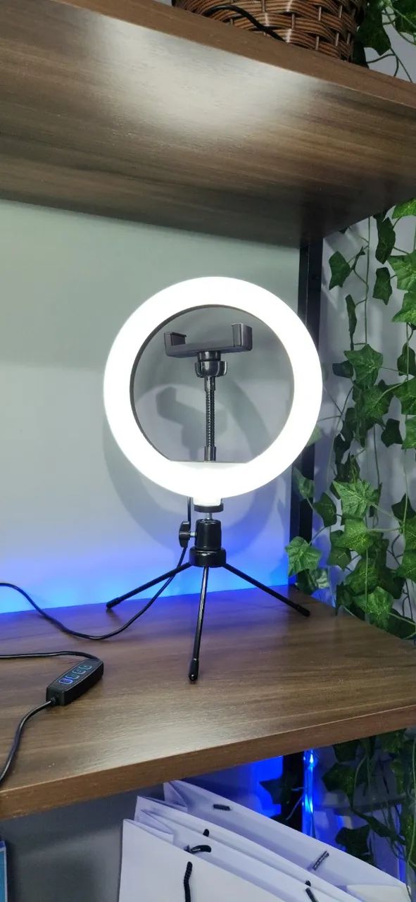Ring Light 8 Pol + Tripé De Mesa + Suporte Cel Video - Foto 2