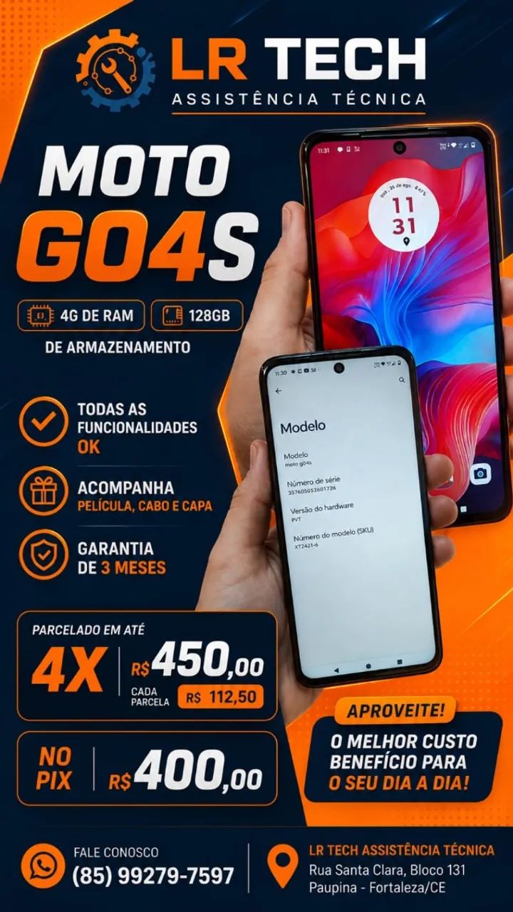 ? Moto G04s 128GB 4GB RAM  + Capa, Película e Cabo - Foto 4