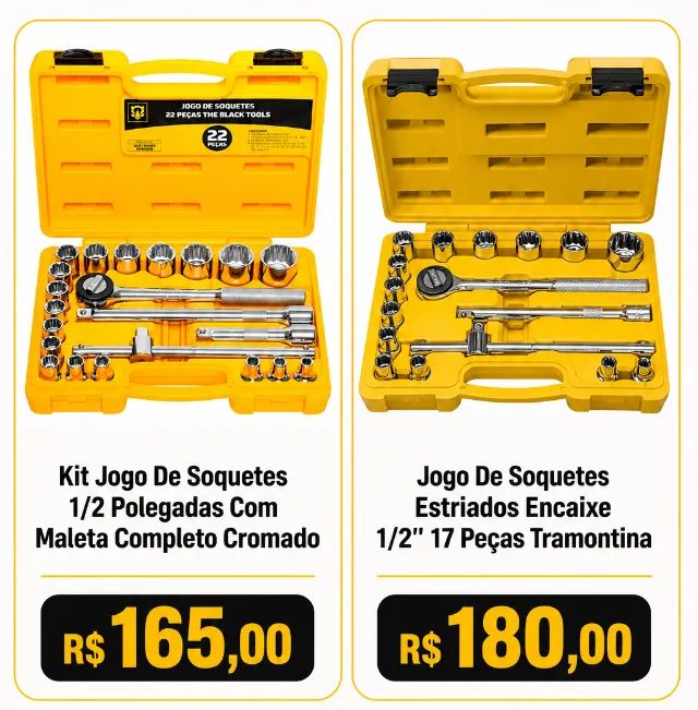 Ferramentas Jogo de Soquetes 1/2 Polegadas - Entrega grátis em Taquaralto