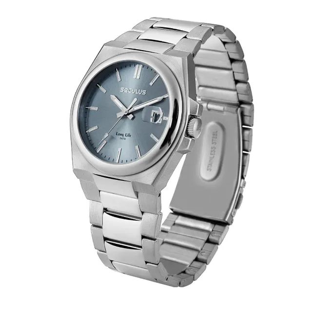 Relógio Masculino Seculus Social Calendário Prata e Azul Original - Foto 3