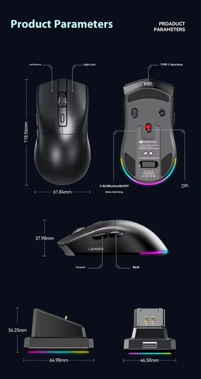 Mouse sem recarregável com base. - Foto 3