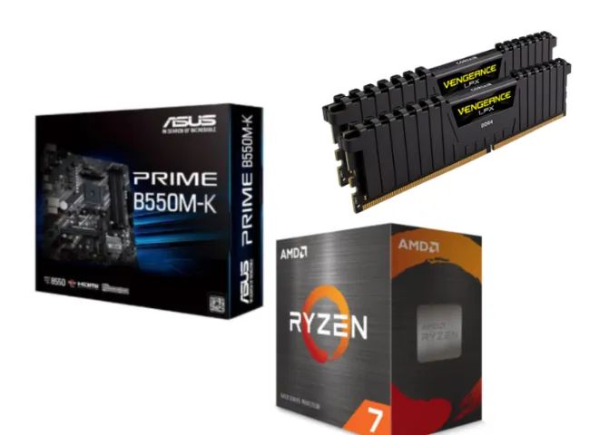 Ryzen 7 5700X, ASUS PRIME B550M-K, 2x16GB Corsair 3600mHz - Peças