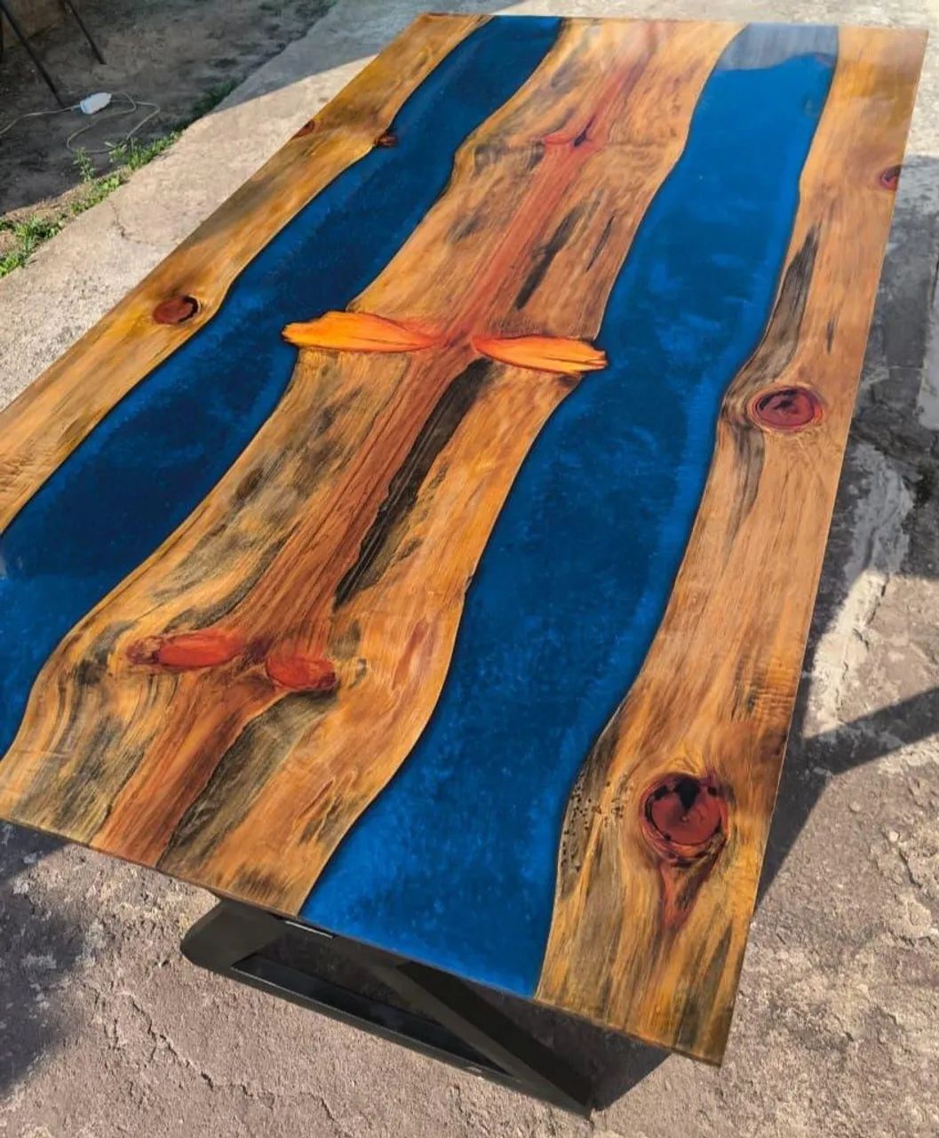 Mesa River Table azul com Resina65568136243971121