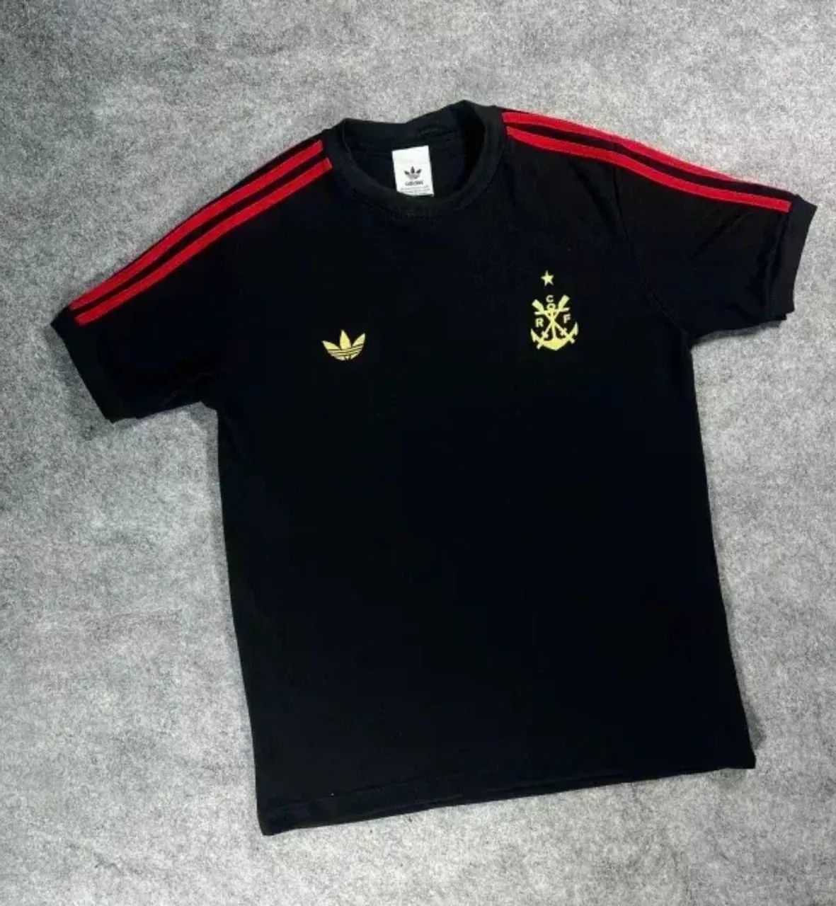 Camisa preta retrô flanengo algodão 