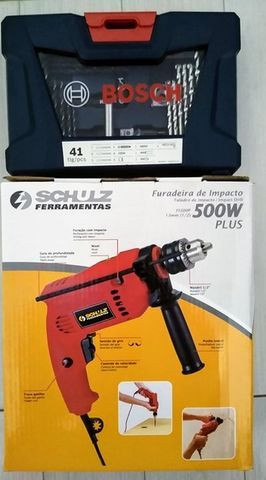 Furadeira de impacto 1/2" 500 watts velocidade reversível 110V Kit 41 peças - Foto 5