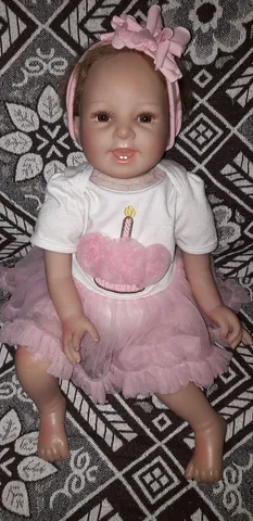 Boneca Bebê Reborn Luxo Loira Rosa Com Cílios E Mochila