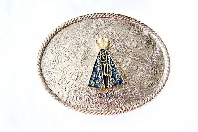 Fivela Cowboy Country Nossa Senhora Aparecida Prateada - Foto 4