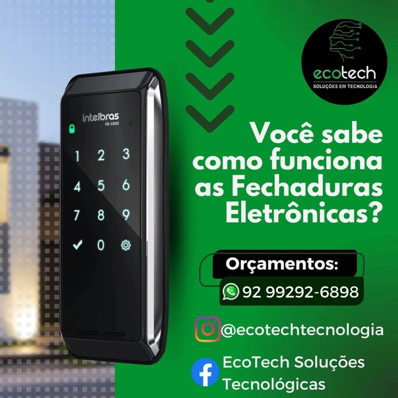 Fechadura Eletrônica Intelbras FD 1000 - Segurança e Modernidade