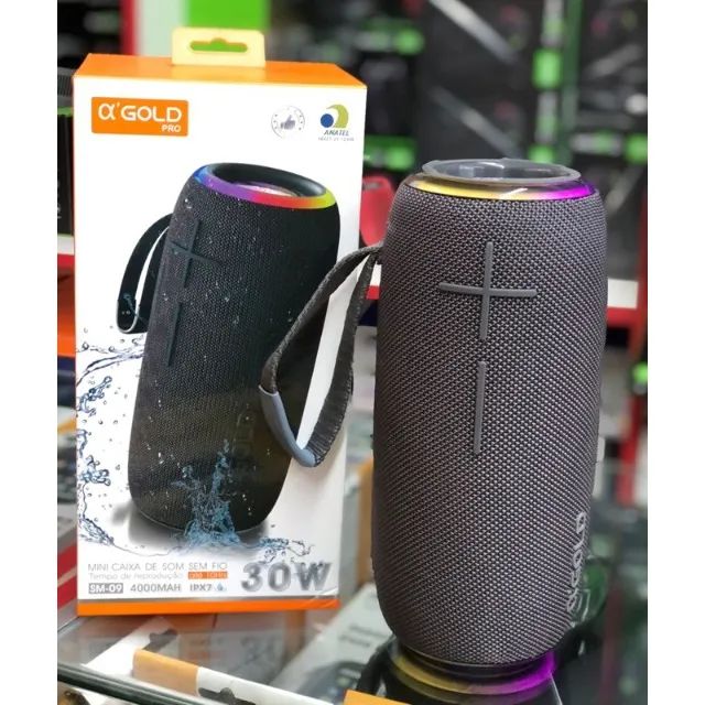 Caixa de Som Bluetooth original Portátil  sm 09 com Rádio e Resistente à Água