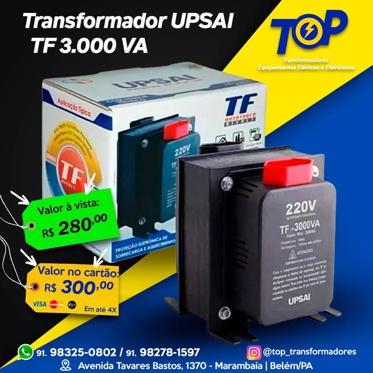 Transformador 3000 va Bobina em cobre
