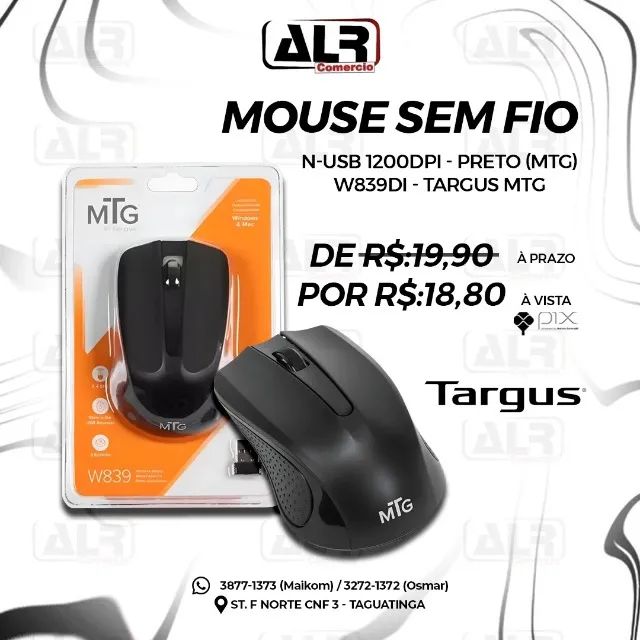 MOUSE SEM FIO WIRELESS TARGUS MTG PRETO
