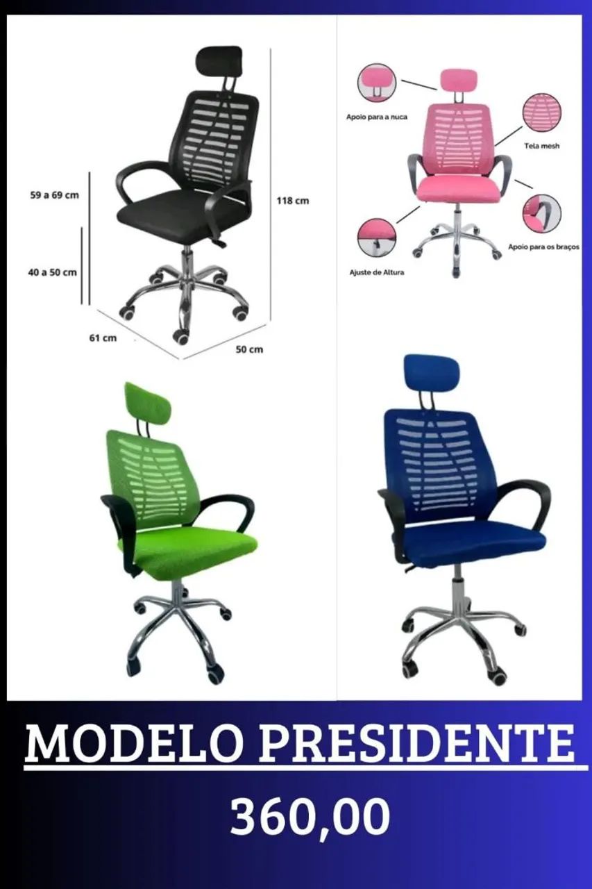 Cadeira de Escritório Presidente - Conforto e Design