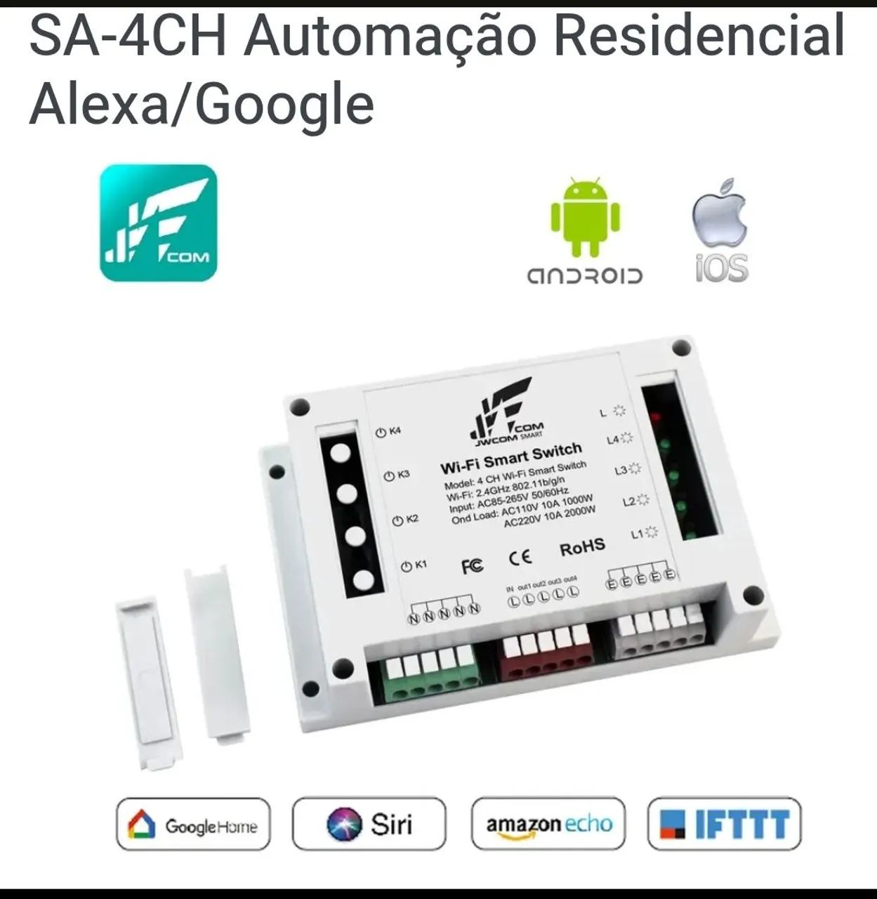 Interruptor JWCOM wifi 4 CH Pro igual Sonoff Rev 2