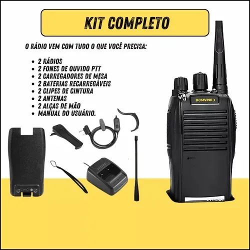 radio comunicador ht walk talk dual band uh bom-5701 bomvink - Foto 3