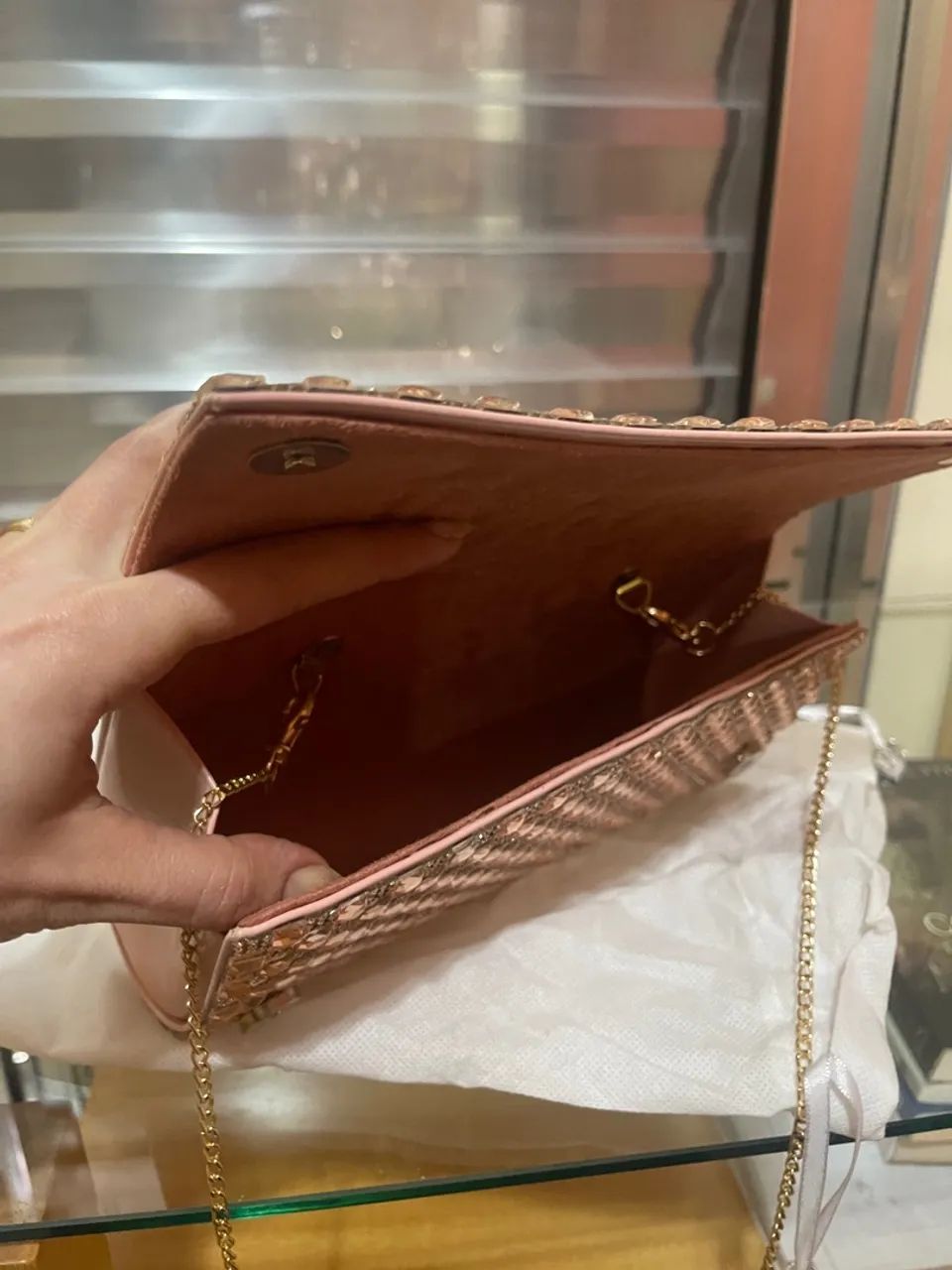 Bolsa de mão clutch com brilho - Foto 3