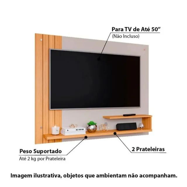 "Painel Dunas Compacto: Sofisticação com Detalhe Ripado para TV de até 50  - Foto 3