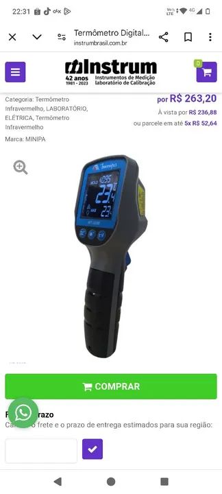 Termômetro digital mira laser