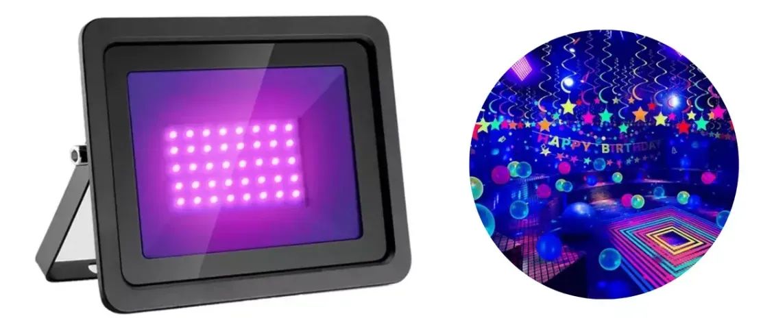 Refletor Holofote Led 10w Luz Negra Prova D'água Bivol