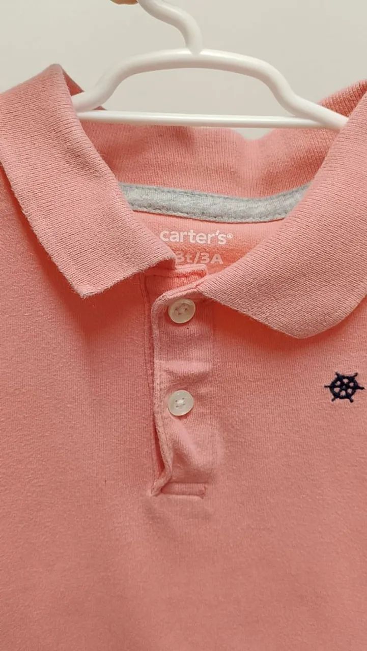 Camisa Polo Rosa Carter's Infantil - Foto 2