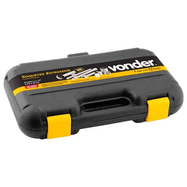 Jogo Com 22 Peças Soquetes Estriador 1/2 Pol 12,7mm Aço Cromo Vanádio  - Foto 3