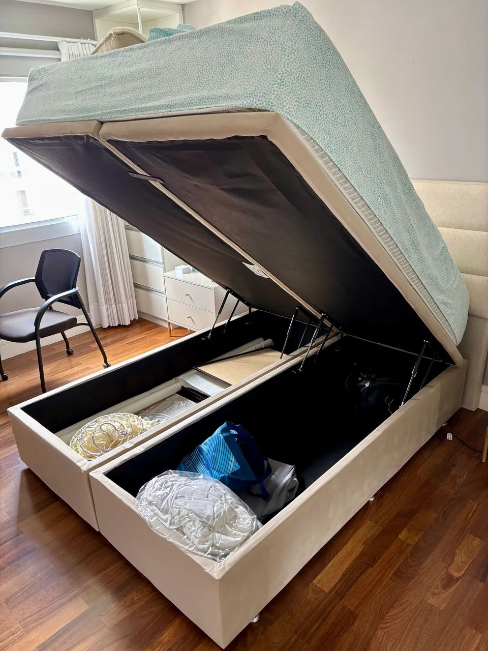 (Black Friday) Cama Queen: Colchão Premium Ortobom Orion + Box Baú de Suede - Foto 2