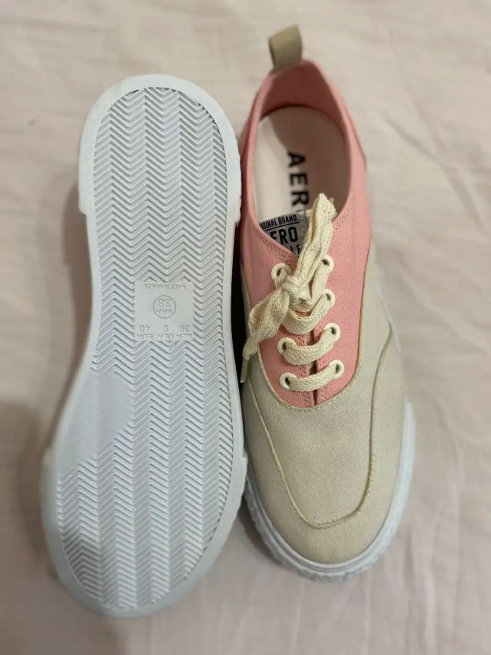 Desapego Tenis Aero Postale 38 Bege e Rosa NOVO - Foto 3