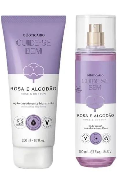 Ki Algodão Boticário body splash e creme 