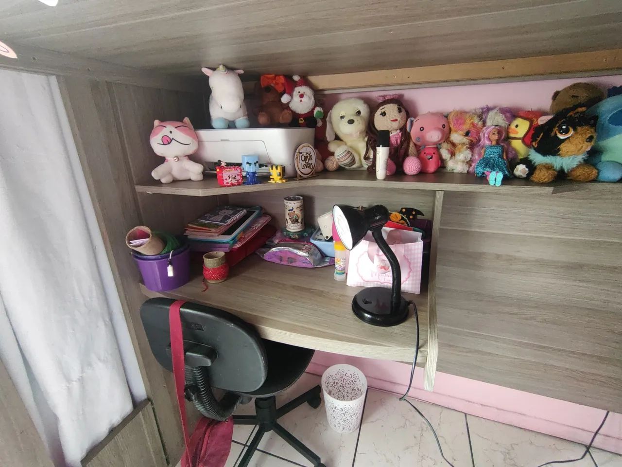 Cama solteiro com escritório 64596145151362124